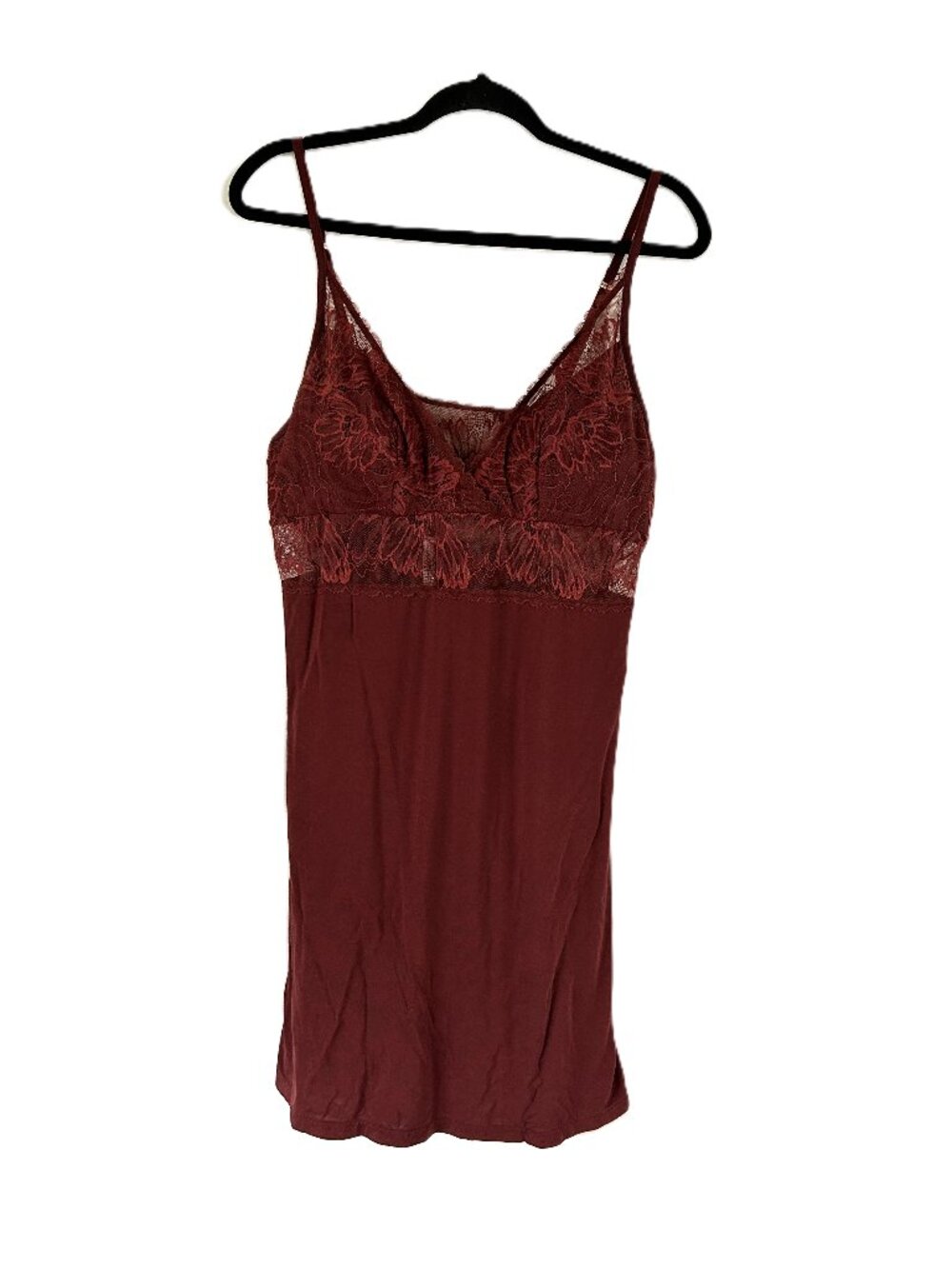 Soma COOL NIGHTS Lace Trim Midi Gown Burgundy XL